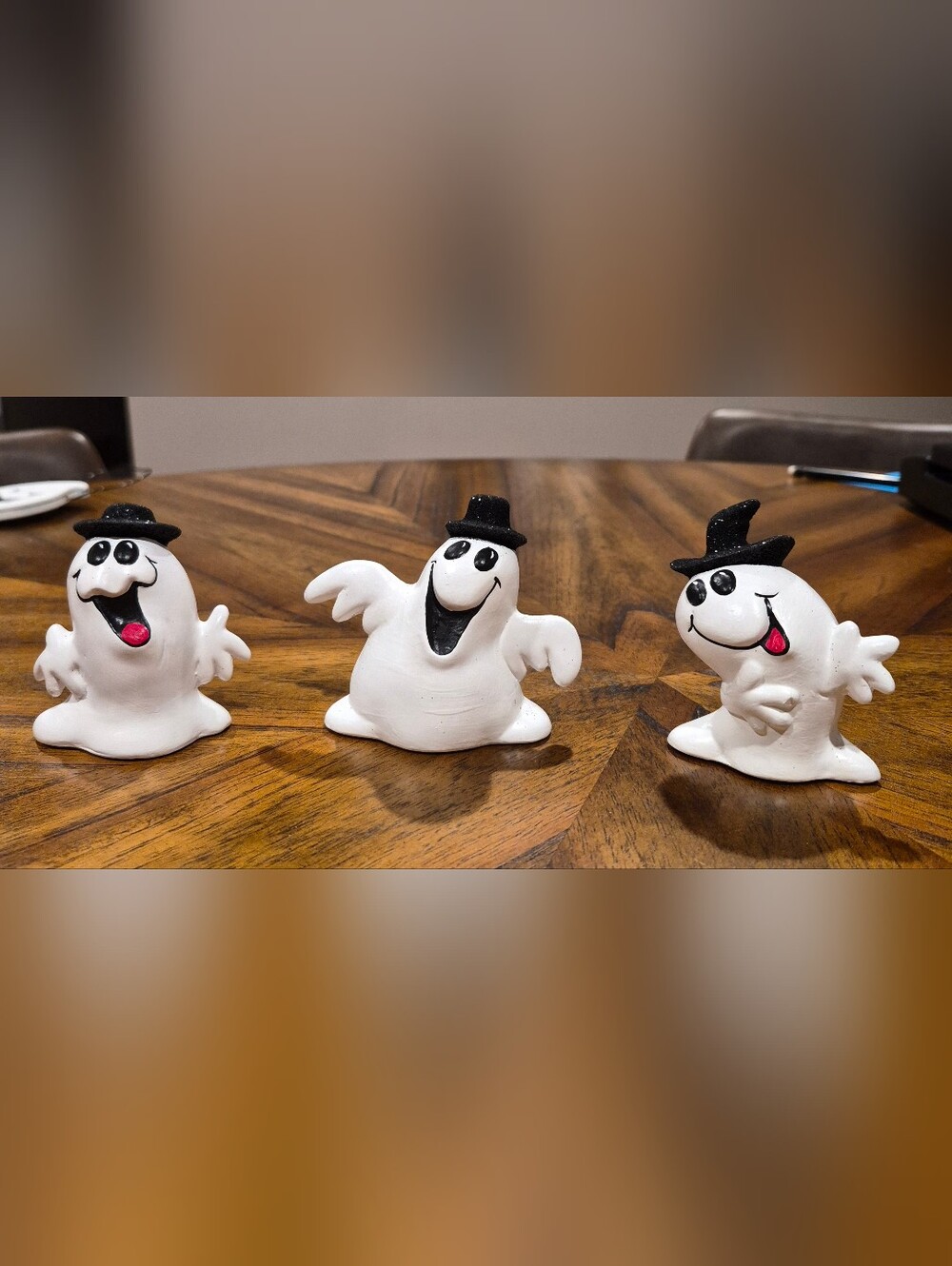 3 Vintage The Boos Brothers Ghost Ceramic Figurines